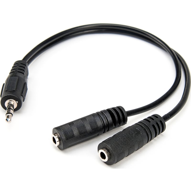 Rocstor Premium Slim Stereo Splitter Cable - 3.5mm Male to 2x 3.5mm Female - 1 x Mini-phone Male Stereo Audio - 2 x Mini-phone Female Stereo Audio - Nickel-plated Connectors - Black Cable 3.5mm TO 2x3.5mm M/F - Thumbnail 2