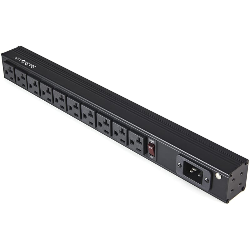 StarTech.com 10 Outlet Rack Mount Power Strip 125V/16 Amp, 1U Horizontal 19" Rackmount PDU, NEMA 5-20P Input, 10x NEMA 5-15/20R Outlets - Thumbnail 1