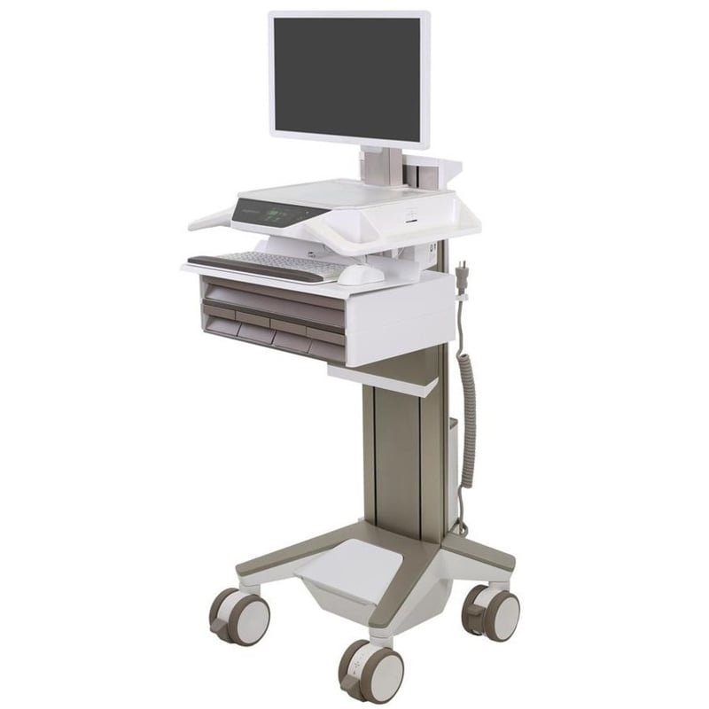 Ergotron CareFit Pro Electric Lift Cart, LiFe Powered, 5 Drawers (4x1+1), US/CA/MX - Thumbnail 1
