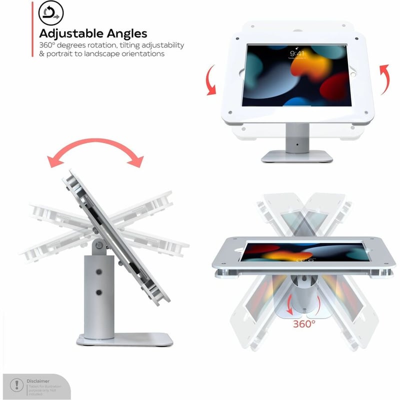 CTA Digital Simple VESA Desk Mount w/ Security Enclosure for iPad 10.2 series, iPad Air3 and Pro 10.5 (White) - Thumbnail 3