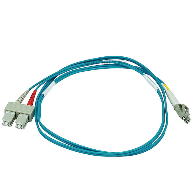Monoprice 10Gb Fiber Optic Cable, LC/SC, Multi Mode, Duplex - 1 Meter (50/125 Type) - Aqua - Thumbnail 1