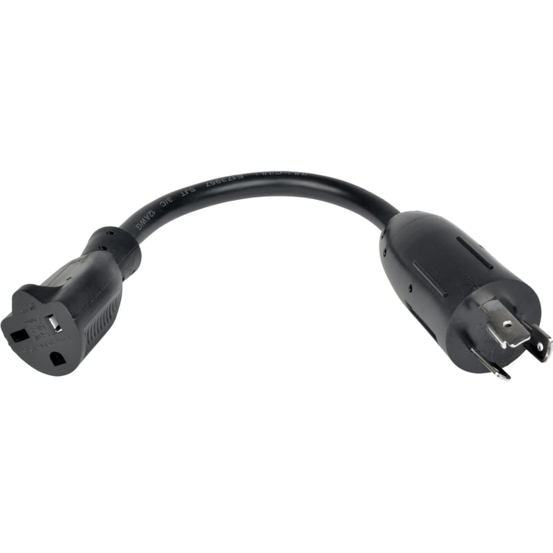 Eaton Tripp Lite Series Power Cord Adapter, NEMA L5-20P to NEMA 5-20R - Heavy-Duty, 20A, 125V, 12 AWG, 6-in. (15.24 cm), Black - Thumbnail 2