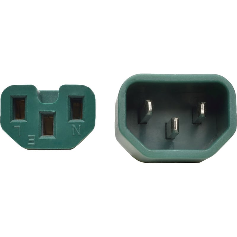 Eaton Tripp Lite Series Power Cord C14 to C15 - Heavy-Duty, 15A, 250V, 14 AWG, 3 ft. (0.91 m), Green - Thumbnail 3