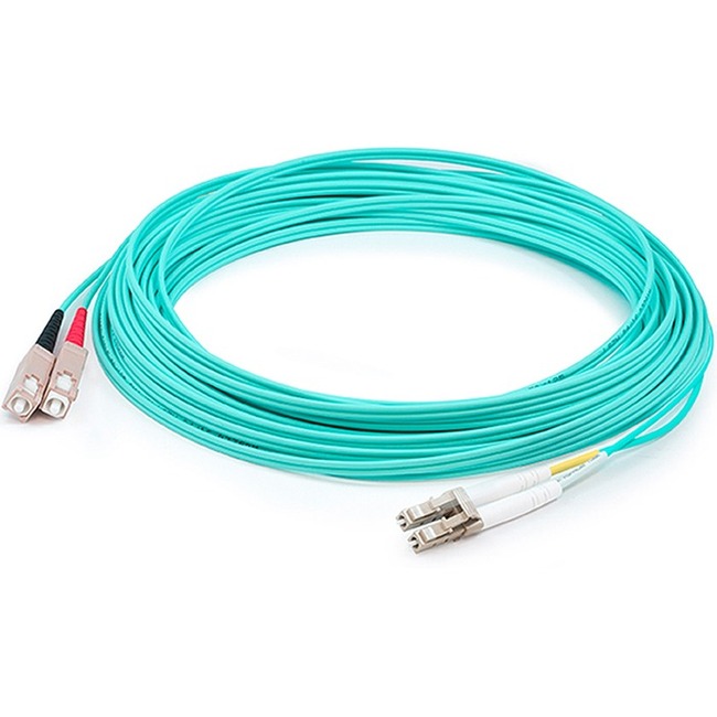 AddOn 99m SC to LC Aqua OM4 Duplex LSZH Fiber Patch Cable