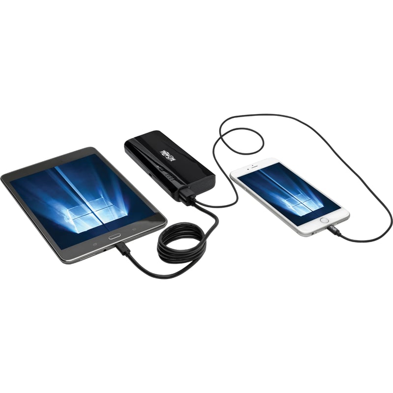 Tripp Lite by Eaton Portable Charger - 2x USB-A 12,000mAh Power Bank Lithium-Ion Auto Sensing Black - Thumbnail 2