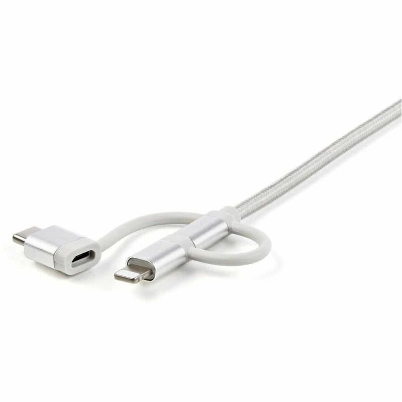 StarTech.com 1m USB Multi Charging Cable - Braided - Apple MFi Certified - USB 2.0 - Charge 1x device at a time - For USB-C or Lightning devices attach the corresponding connector of the cable to the Micro-USB connector and plug i - Thumbnail 4