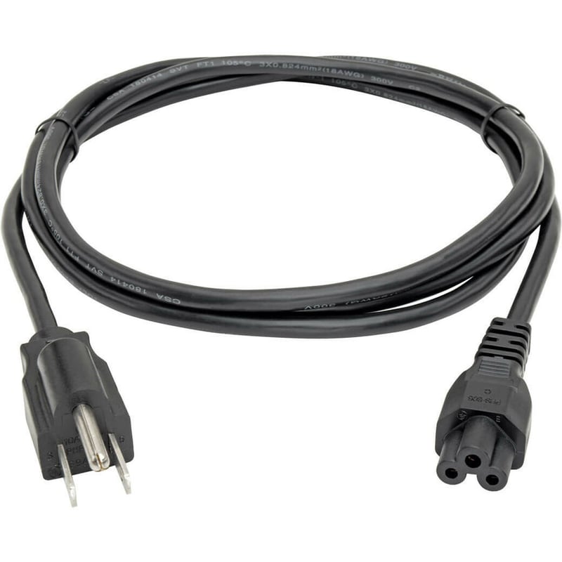 Eaton Tripp Lite Series 3-Slot Power Cord, NEMA 5-15P to C5 - Laptop/Notebook, 7A, 125V, 18 AWG, 6 ft. (1.8 m), Black - Thumbnail 2