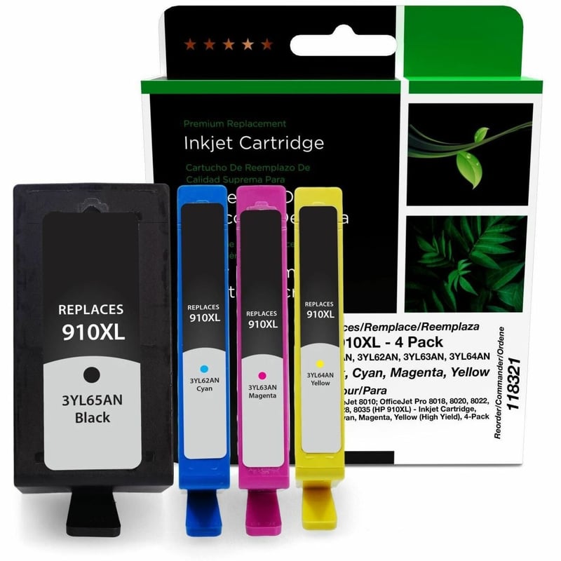 Clover Imaging Remanufactured High Yield Black, Cyan, Magenta, Yellow Ink Cartridges for HP 910XL 4-Pack - Thumbnail 1