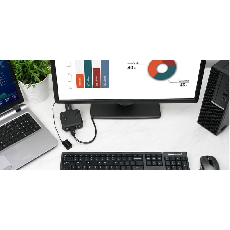 IOGEAR 2-Port 4K KVM Switch with HDMI, USB and Audio Connections - Thumbnail 2