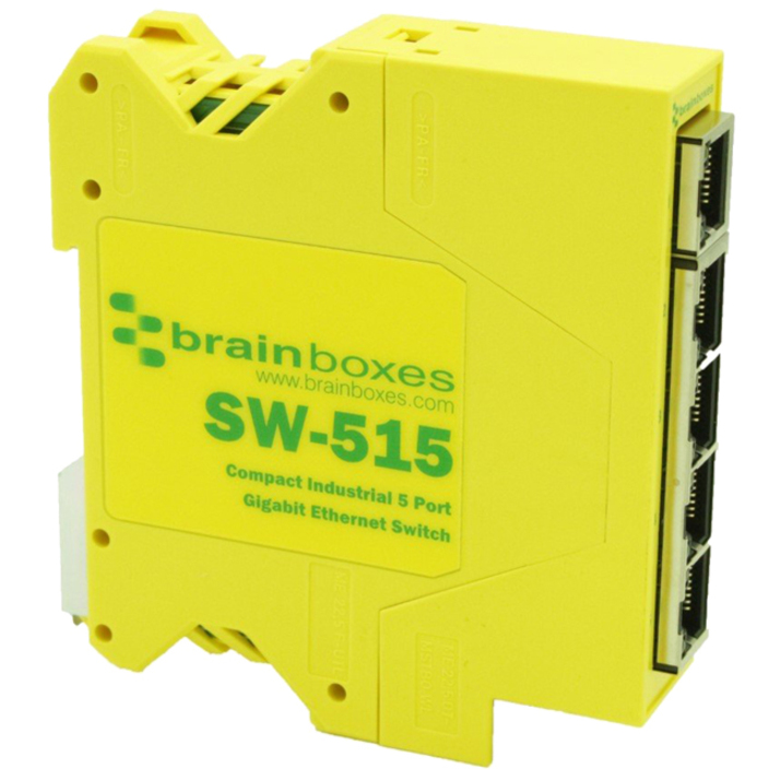 Brainboxes Compact Industrial 5 Port Gigabit Ethernet Switch DIN Rail Mountable - Thumbnail 2