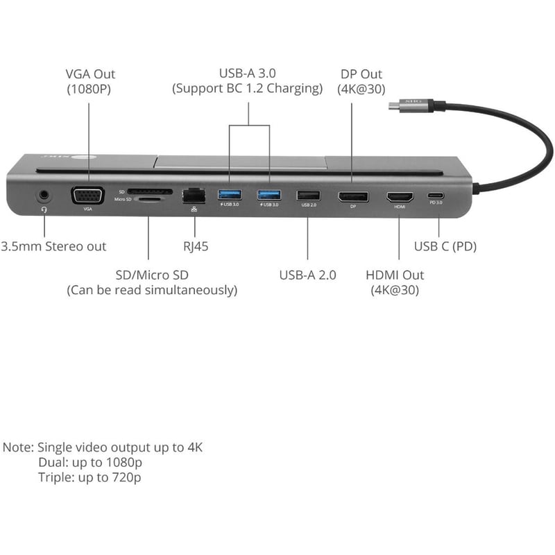 SIIG Aluminum USB-C MST Video Docking Station with 100W PD - Thumbnail 3