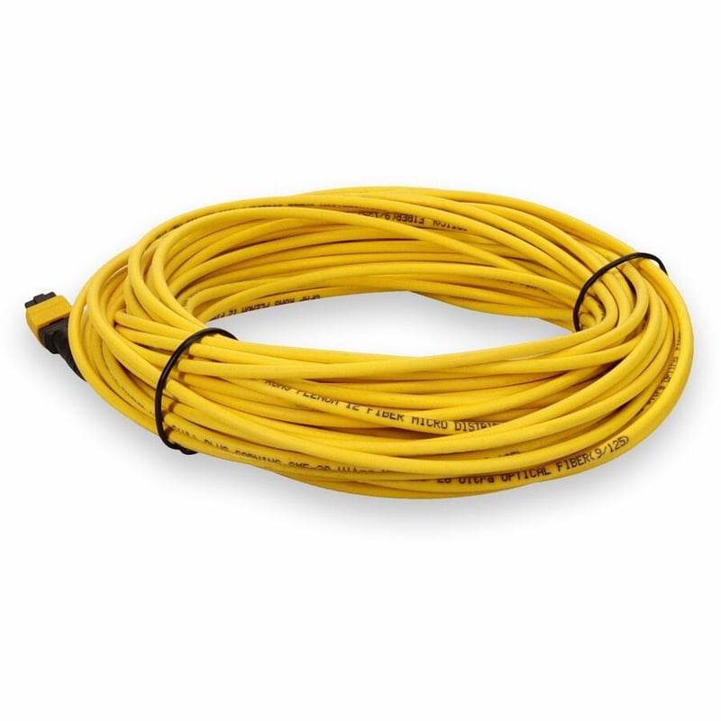 AddOn 20m MPO (Male) to MPO (Male) 12-Strand Yellow OS2 Straight Fiber OFNR (Riser-Rated) Patch Cable - Thumbnail 3
