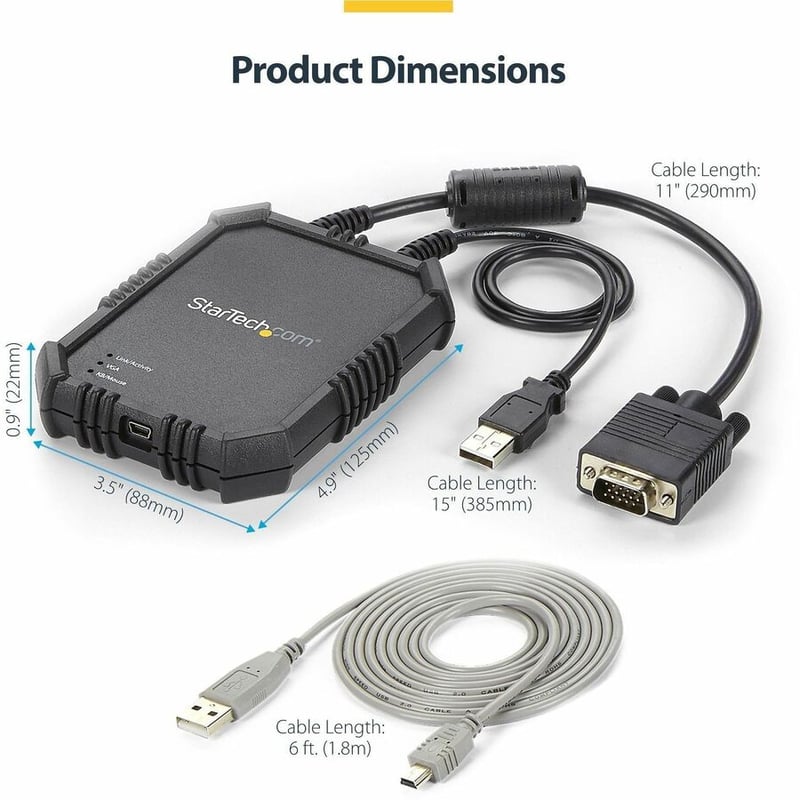 StarTech.com Laptop to Server KVM Console - Rugged USB Crash Cart Adapter with File Transfer and Video Capture