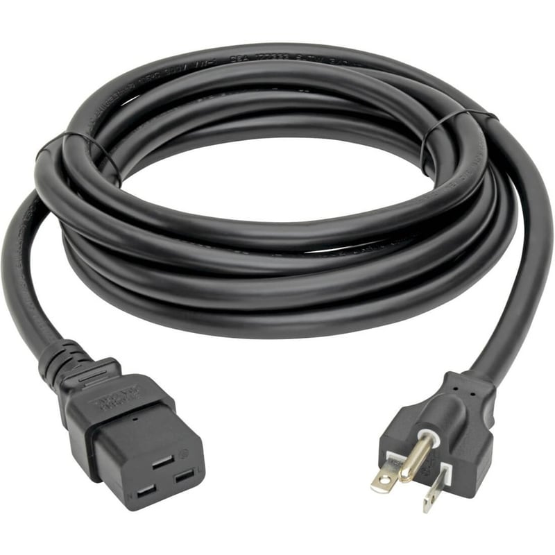 Eaton Tripp Lite Series Power Cord, C19 to NEMA 5-20P - Heavy-Duty, 20A, 125V, 12 AWG, 10 ft. (3.05 m), Black - Thumbnail 2