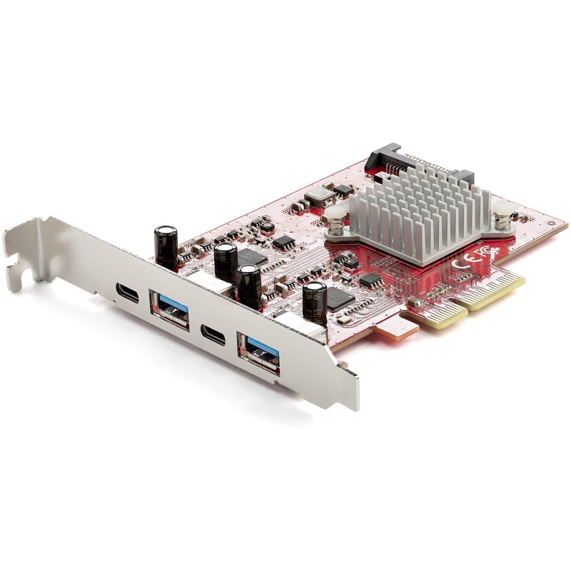 StarTech.com 4-Port USB PCIe Card, 10Gbps USB PCI Express Expansion Card with 2 Controllers, 2x USB-C & 2x USB-A ports (USB 3.2 Gen 2) - Thumbnail 1