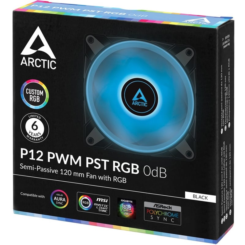 Arctic P12 PWM PST RGB 0dB Semi-Passive 120 mm Case Fan with RGB - 1 Pack - Thumbnail 5