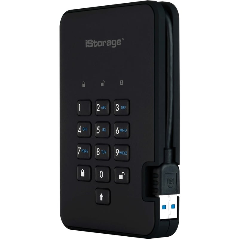 iStorage diskAshur2 SSD 256GB Secure Portable Solid State Drive | Black | Incorporated Common Criteria EAL 5+ | PIN protected | AES-XTS 256-bit Full Disk Hardware Encryption | Dust/Water Resistant | TAA Compliant - Thumbnail 3