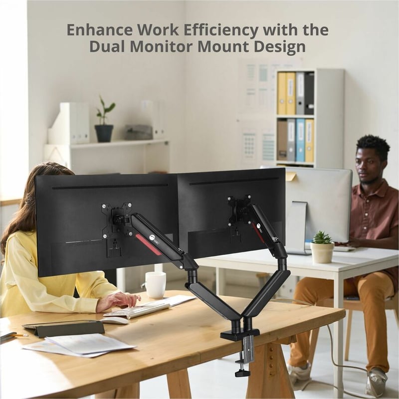 DUAL MONITOR GAS SPRING ARM DESK MOUNT - 13IN TO 32IN - Thumbnail 3