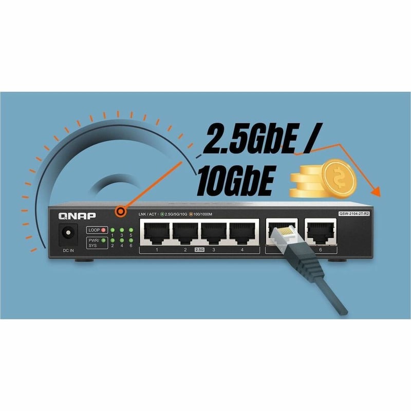 QNAP QSW-2104-2T-R2-US Ethernet Switch - Thumbnail 3
