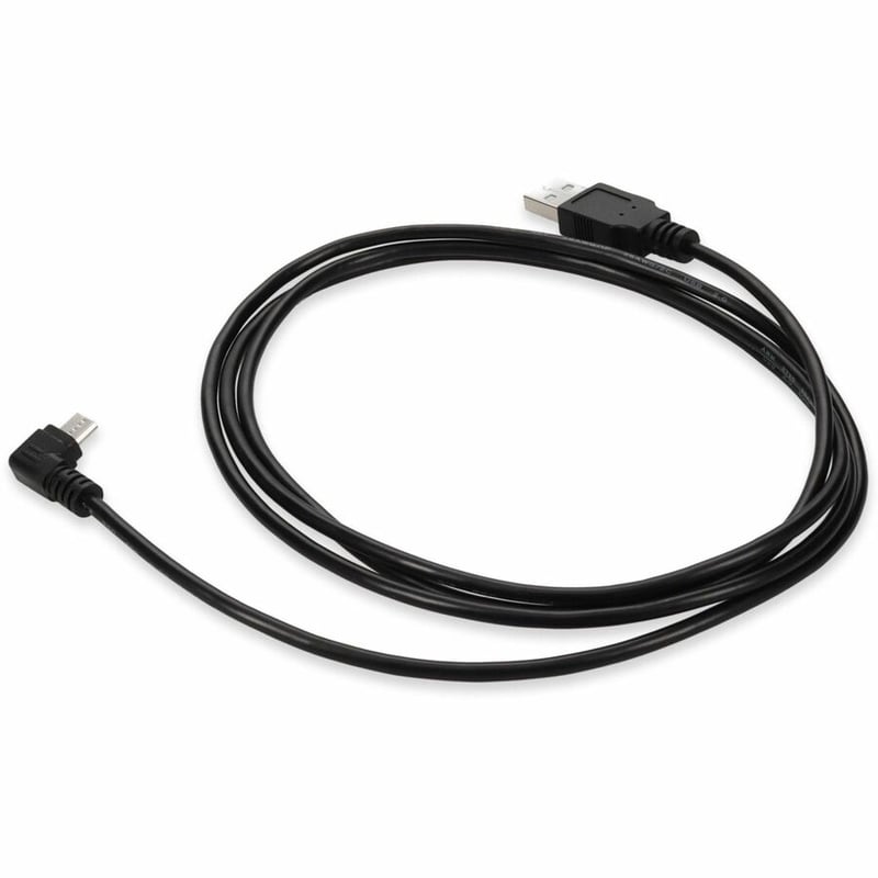 AddOn 2m USB A 2.0 Male to Micro-USB B 2.0 Right-Angle Male Black Cable - Thumbnail 3