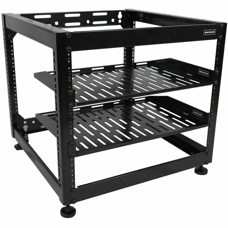 Sanus Component Series AV Rack - 10RU Open Frame Network Rack - 26in Height - Black - Thumbnail 1