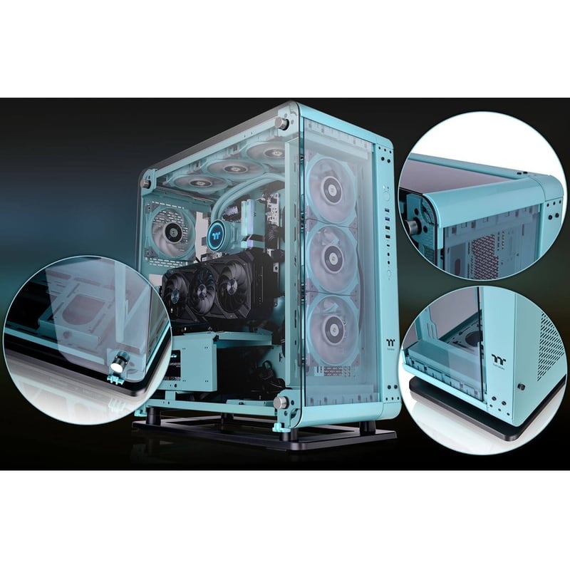 Thermaltake Core P6 Tempered Glass Turquoise Mid Tower Chassis - Thumbnail 3