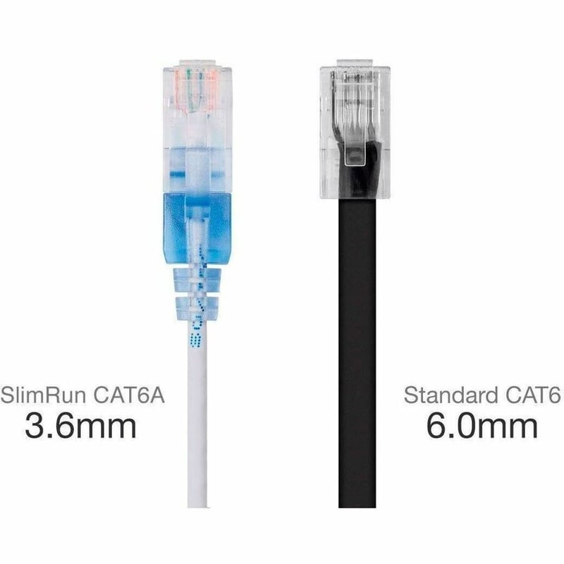 MONOPRICE CAT6A 30FT WHITE 5-PK PATCH CABLE_ UTP_ 30AWG_ 10G_ PURE BARE COPPER_ - Thumbnail 3