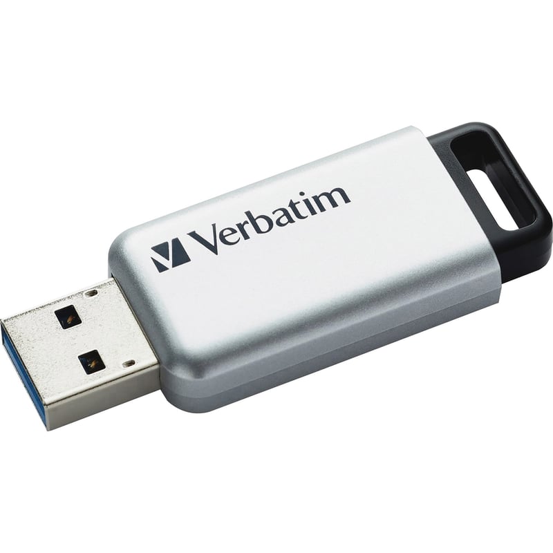 Verbatim 64GB Store 'n' Go Secure Pro USB 3.0 Flash Drive with AES 256 Hardware Encryption - Silver - Thumbnail 1