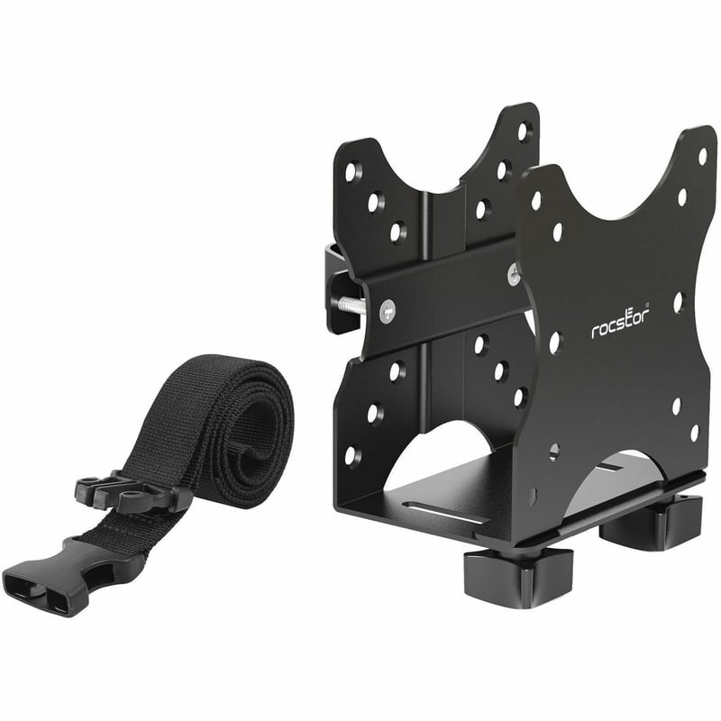 Rocstor Premium Y10N024-B1 Mounting Bracket for Mac mini, Thin Client, Mini PC, Docking Station, Monitor, USB Hub, CPU, Switch - Black - Thumbnail 1