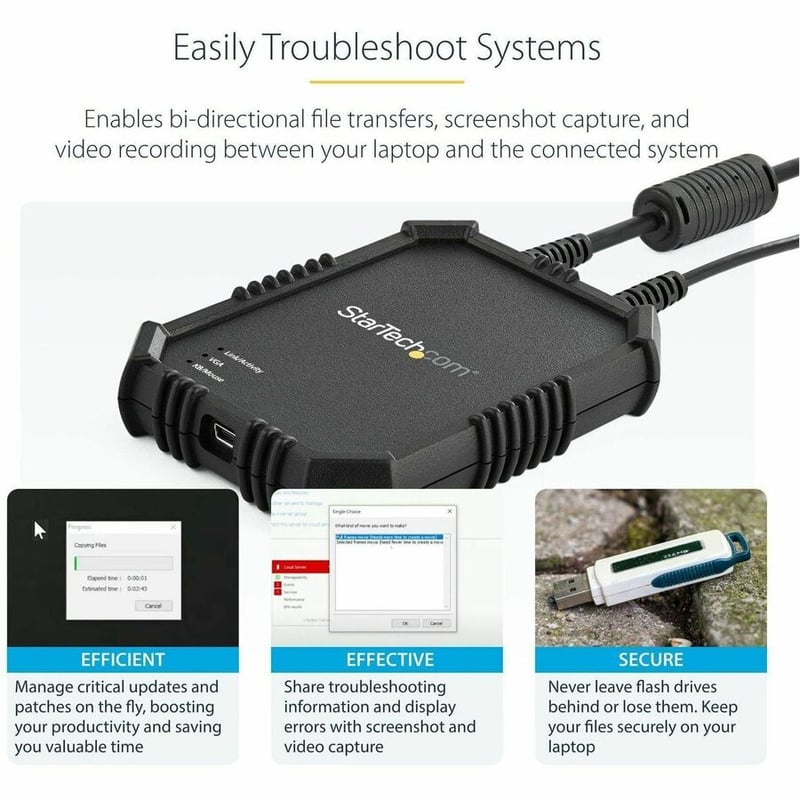 StarTech.com Laptop to Server KVM Console - Rugged USB Crash Cart Adapter with File Transfer and Video Capture - Thumbnail 2