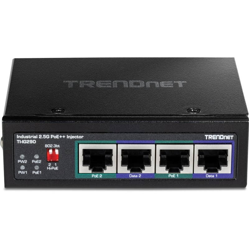 TRENDnet 95W 2-Port Industrial 2.5G PoE++ Injector, Supports PoE IEEE 802.3af, PoE+ IEEE 802.3at, And PoE++ IEEE 802.3bt, Not Compatible With Passive PoE Devices, Black, TI-IG290 - Thumbnail 5