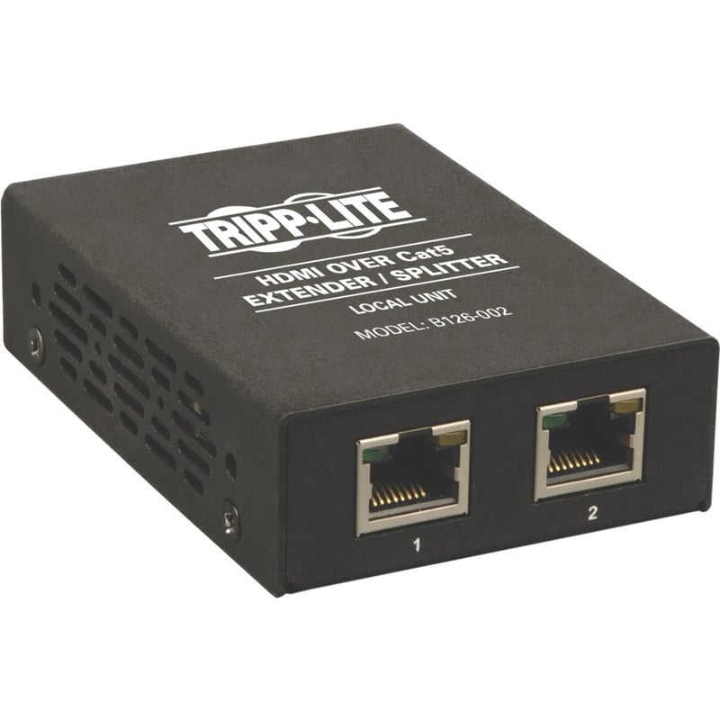 Tripp Lite by Eaton 2-Port HDMI over Cat5/6 Extender/Splitter, Box-Style Transmitter, Video/Audio, 1080/60p up to 150ft, Intl Power Supply - Thumbnail 1