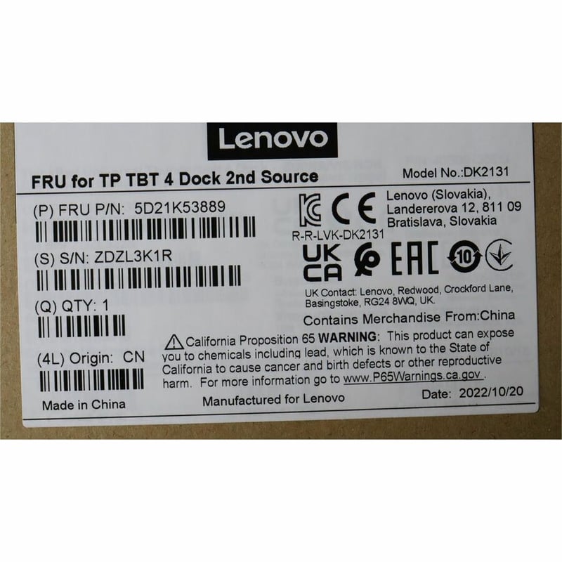 KIT THINKPAD TBT4 DOCK US TP UNIVERSAL THUNDERBOLT 4 DOCK