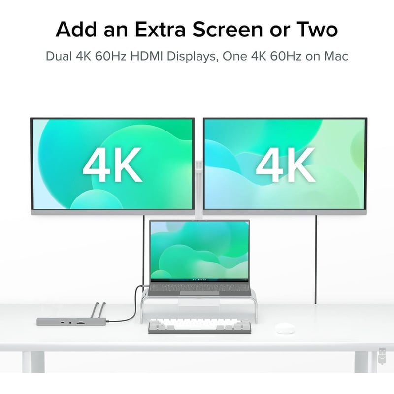 Plugable 11-in-1 USB-C Hub 100W USB-C Pass-through, Laptop Docking Station Dual Monitor with 4K 60Hz HDMI - Thumbnail 3