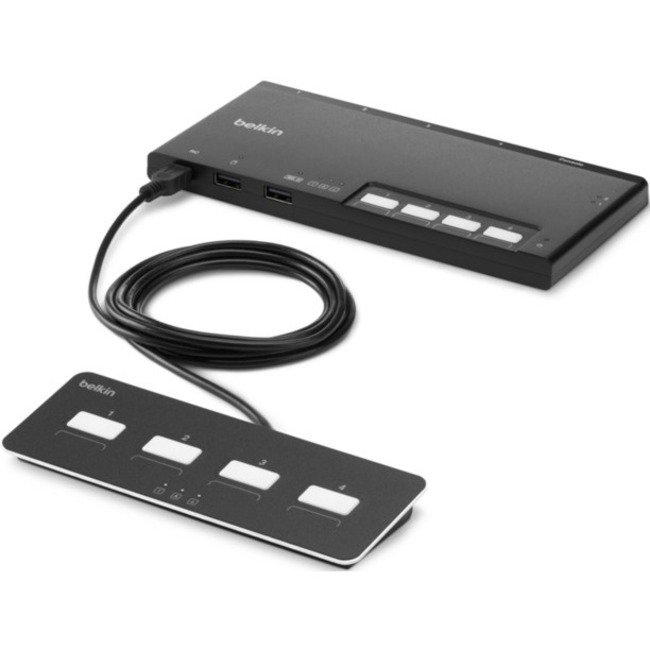 Belkin 4-Port Single Head HDMI Modular Secure KVM Switch PP4.0 W/ Remote - Thumbnail 1
