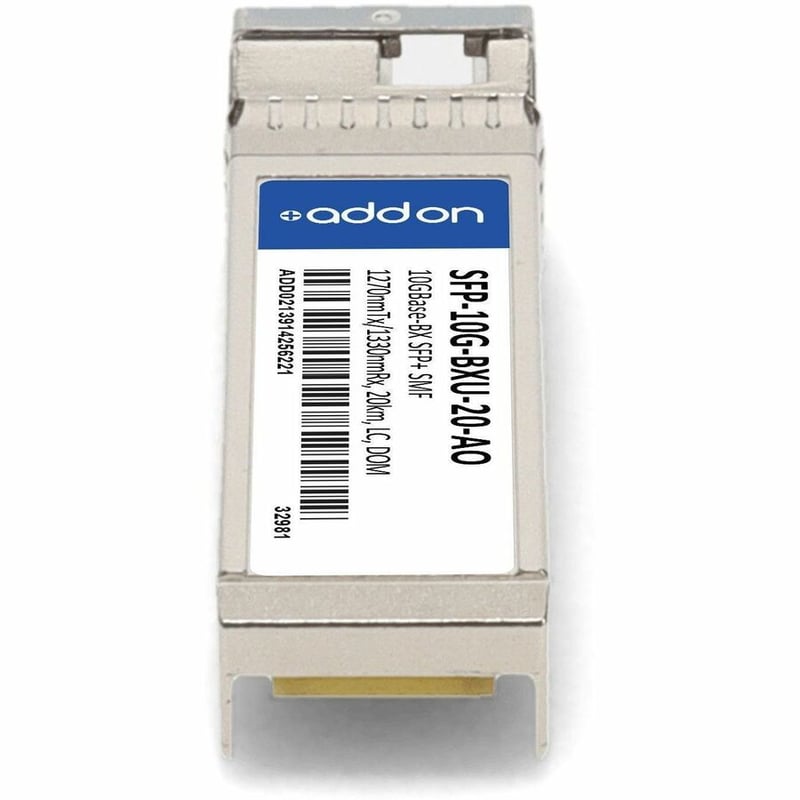 AddOn Cisco SFP-10G-BX-U-20 Compatible TAA Compliant 10GBase-BX SFP+ Transceiver (SMF, 1270nmTx/1330nmRx, 20km, LC, DOM) - Thumbnail 4
