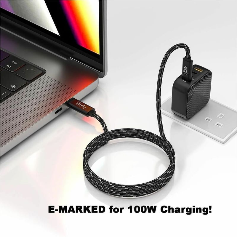 4XEM Nylon Braided USB-C to C 40 Gigabit Half Meter Cable - Thumbnail 3