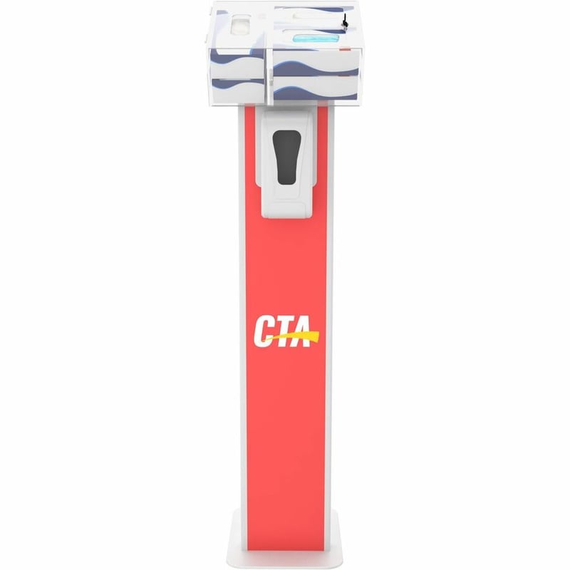 CTA Digital Premium Locking Sanitizing Station Stand with Graphic Card Slot (White) - Thumbnail 5