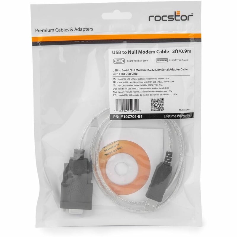 USB TO SERIAL NULL MODEM 3FT RS232 DB9 SERIAL ADAPTER CABLE - Thumbnail 4
