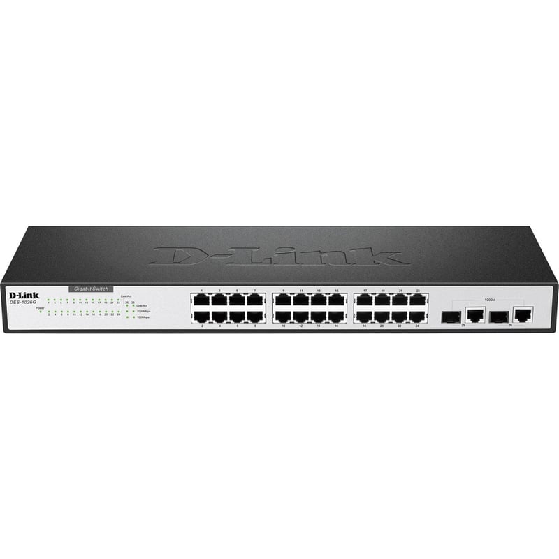 D-Link DES-1026G 24-Port 10/100 Unmanaged Rackmount Switch with 2 Gigabit Copper/SFP Ports - Thumbnail 2