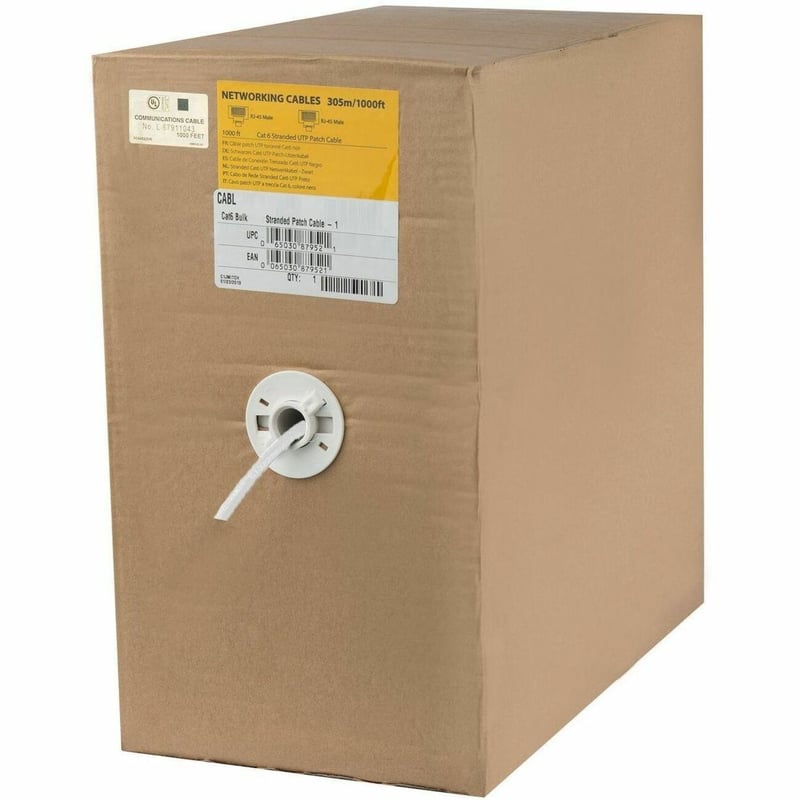 StarTech 1000 ft Bulk Cat6 Ethernet Cable - Stranded - CM-Rated for In-Wall Use - Cat 6 UTP Patch Cable - White