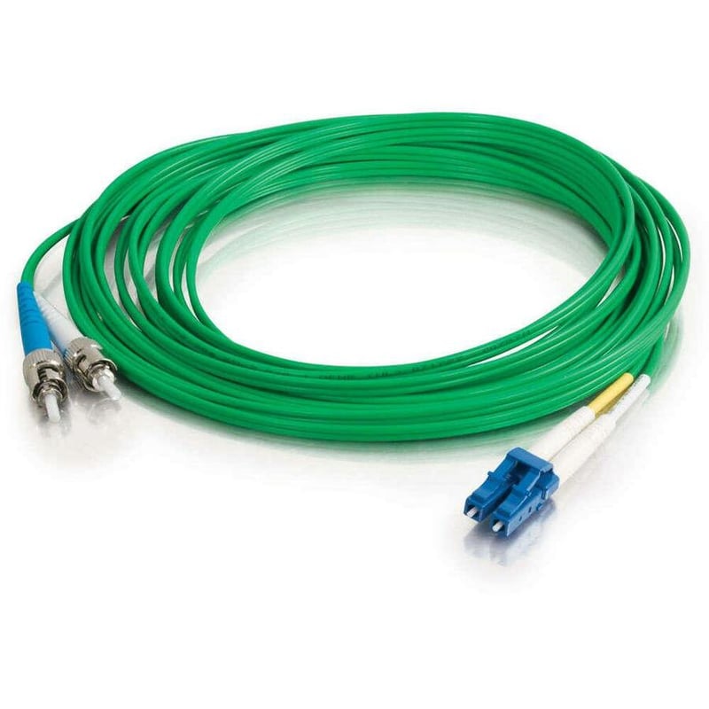 C2G-5m LC-ST 9/125 OS1 Duplex Singlemode Fiber Optic Cable (Plenum-Rated) - Green - Thumbnail 2