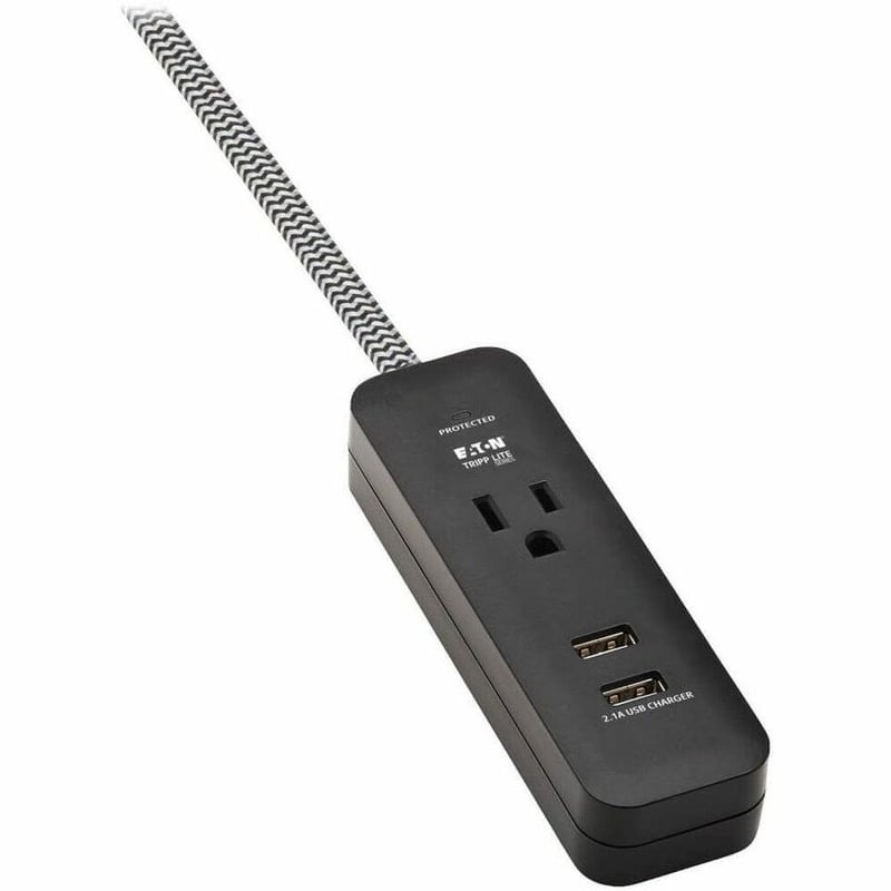 Tripp Lite by Eaton 1-Outlet Surge Protector with 2 USB Ports (2.1A Shared) - 4 ft. Cord 5-15P Plug 450 Joules Black - Thumbnail 1