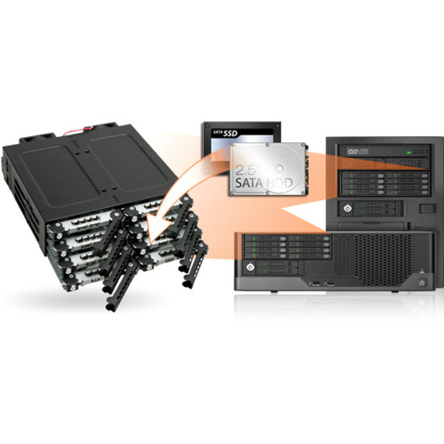 Icy Dock ToughArmor MB998SK-B Drive Enclosure for 5.25" - Serial ATA/600 Host Interface External - Black