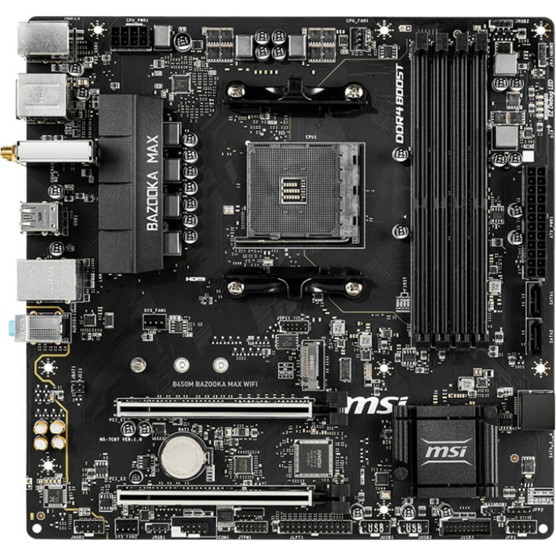 MSI B450M BAZOOKA MAX WIFI Desktop Motherboard - AMD B450 Chipset - Socket AM4 - Micro ATX - Thumbnail 2