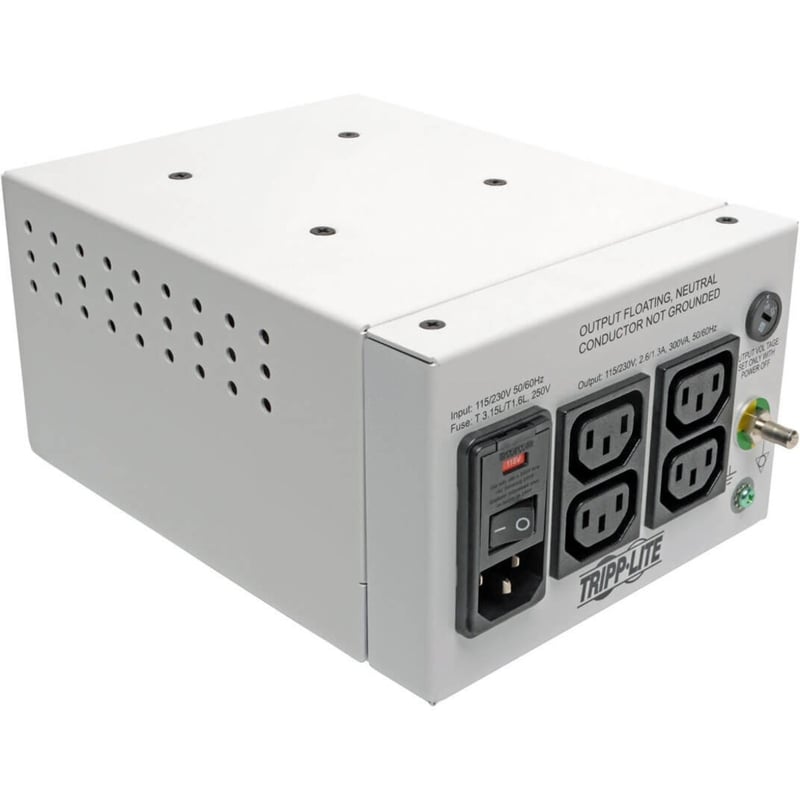 Tripp Lite by Eaton Isolator Series Dual-Voltage 115/230V 300W 60601-1 Medical-Grade Isolation Transformer C14 Inlet 4 C13 Outlets - Thumbnail 1