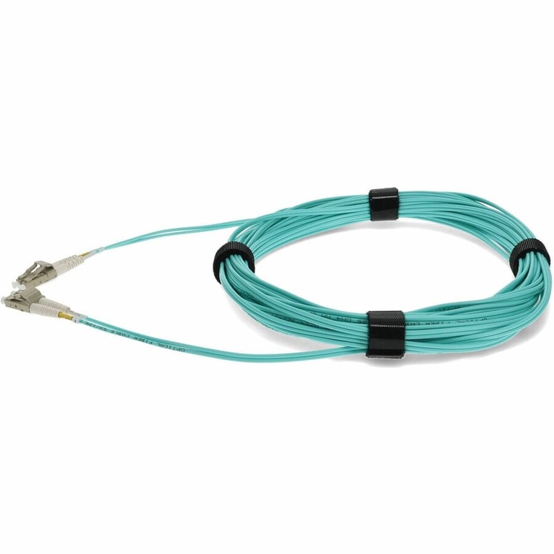 AddOn 10m LC to LC Aqua OM4 Duplex Microboot, Snagless OFNR (Riser-Rated) Fiber Patch Cable - Thumbnail 2