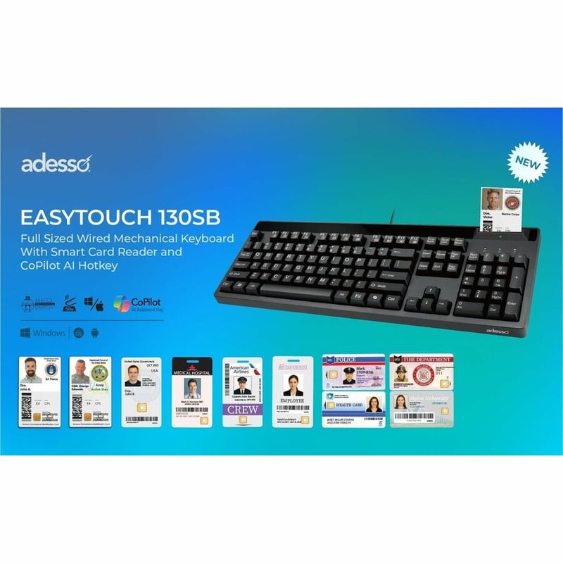 DESKTOP MECHANICAL KEYBOARD W/SMART CARD READER - Thumbnail 3