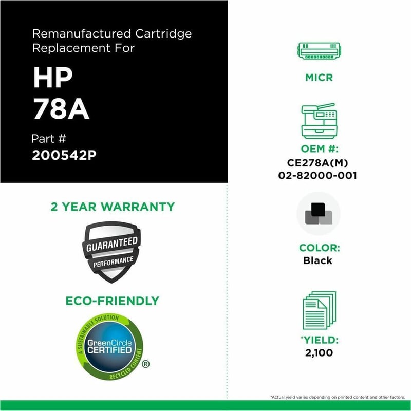 Clover Imaging Remanufactured MICR Toner Cartridge for HP CE278A, TROY 02-82000-001 - Thumbnail 3