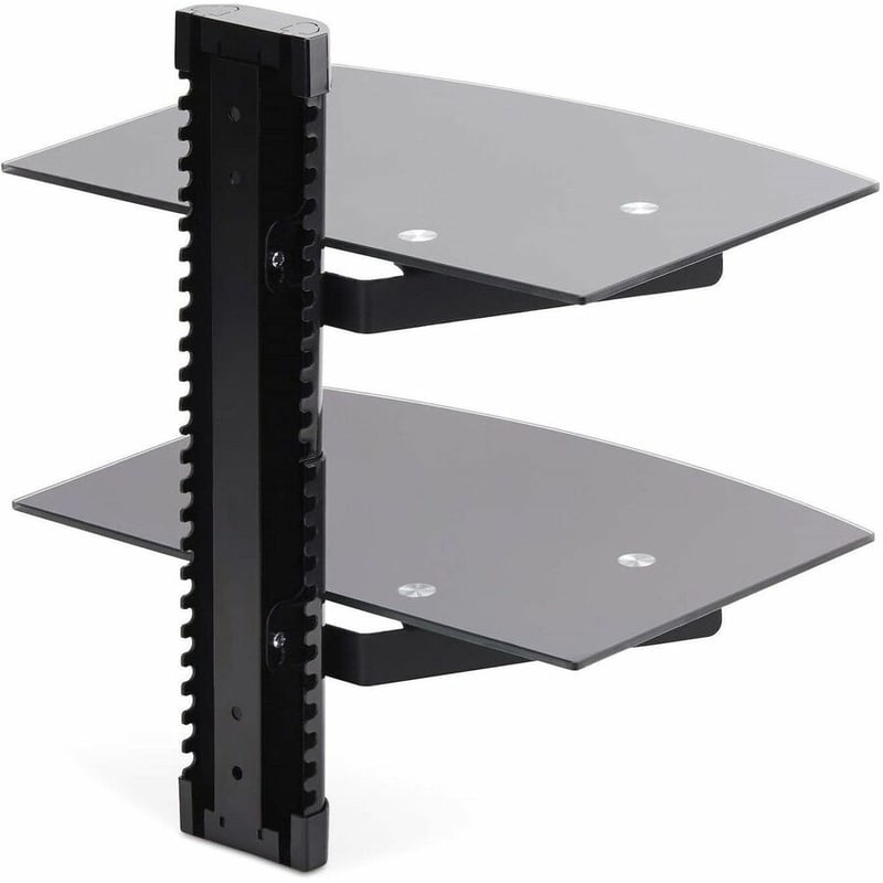 DUAL FLOATING WALL-MOUNTED AV SHELVES FOR UNDER TV - Thumbnail 2